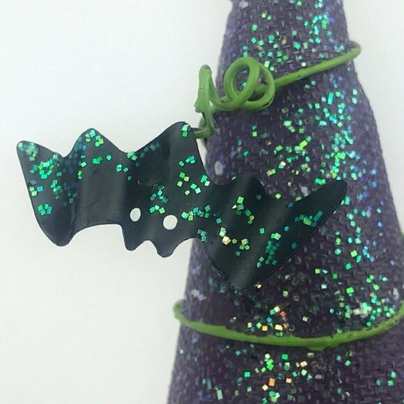 Halloween Jack-O-Lantern Pumpkin Tea Light Candle Holder Witch Hat Bats Ceramic - Picture 8 of 12